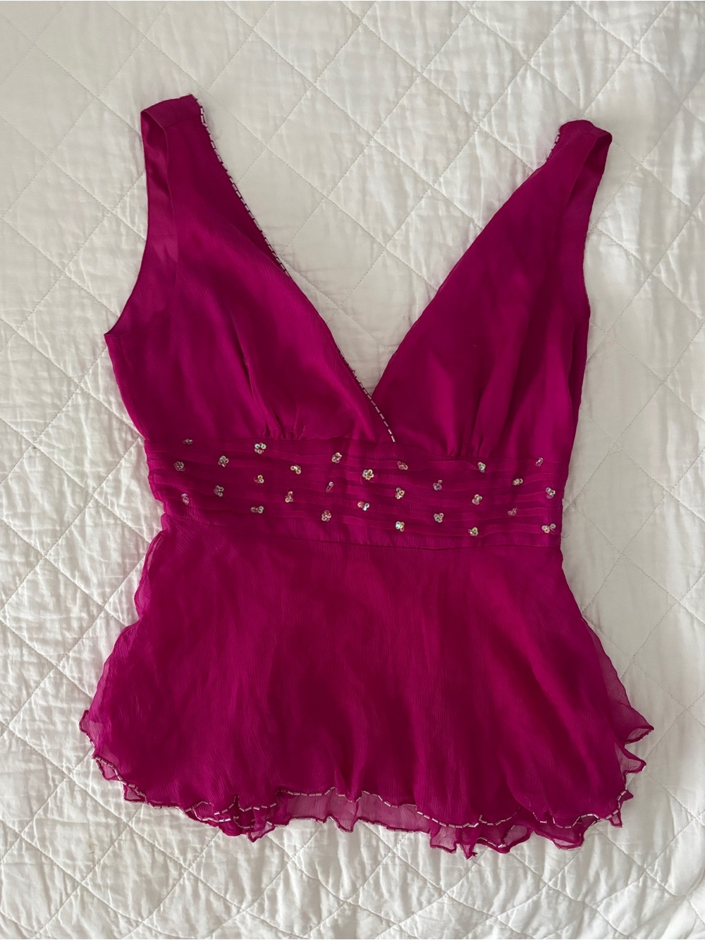 XOXO Y2K Fuchsia Beaded Babydoll Top